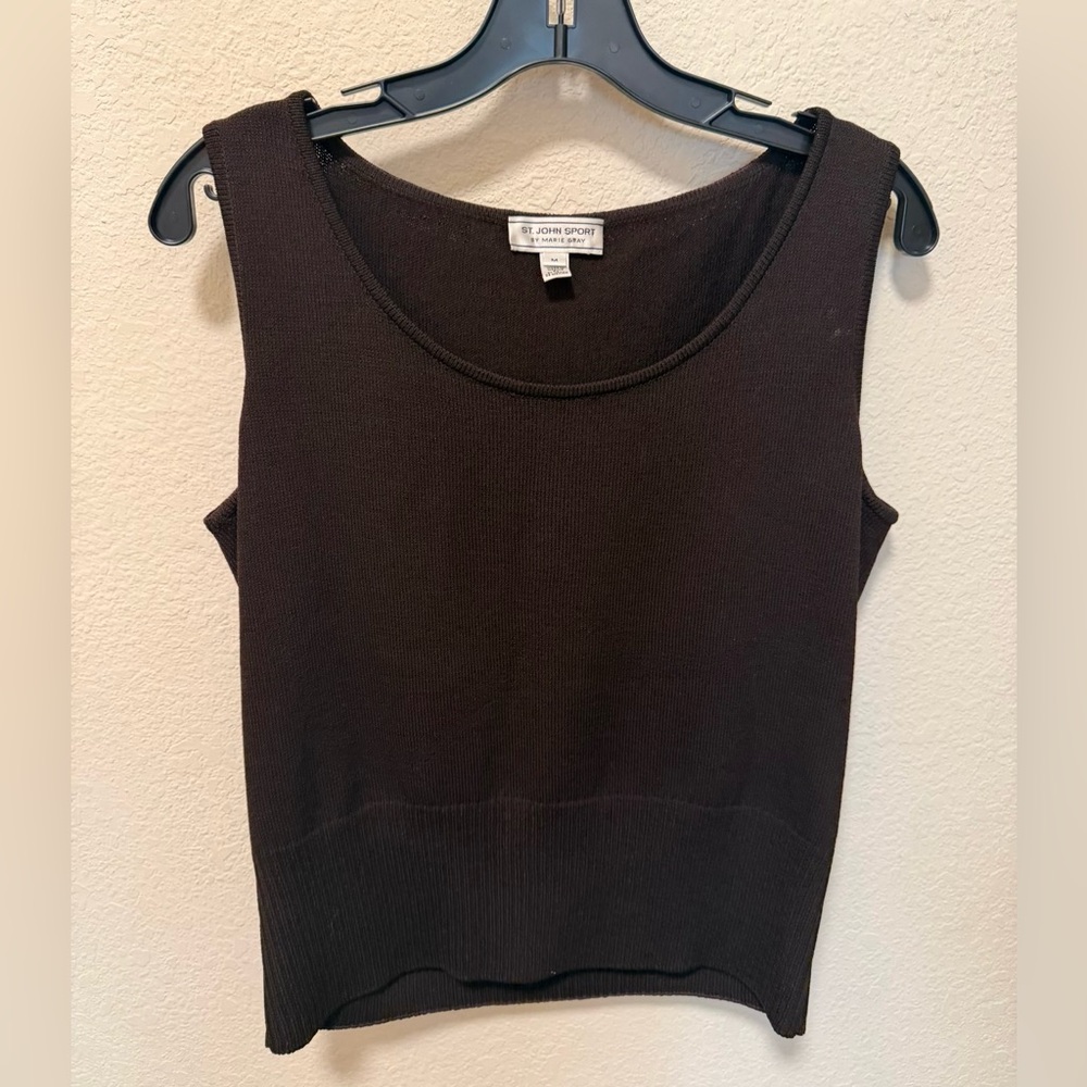 St. John Marie Gray Dark Brown Tank Top